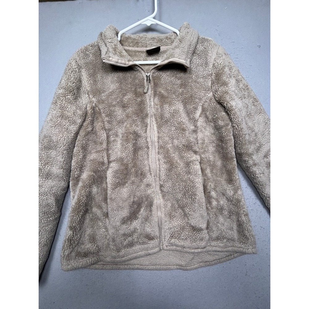 32 Degrees Heat Jacket Faux Fur Fleece Taupe Medium Womens